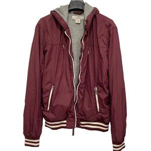 H&M Men’s Hooded Windbreaker Burgundy Jacket